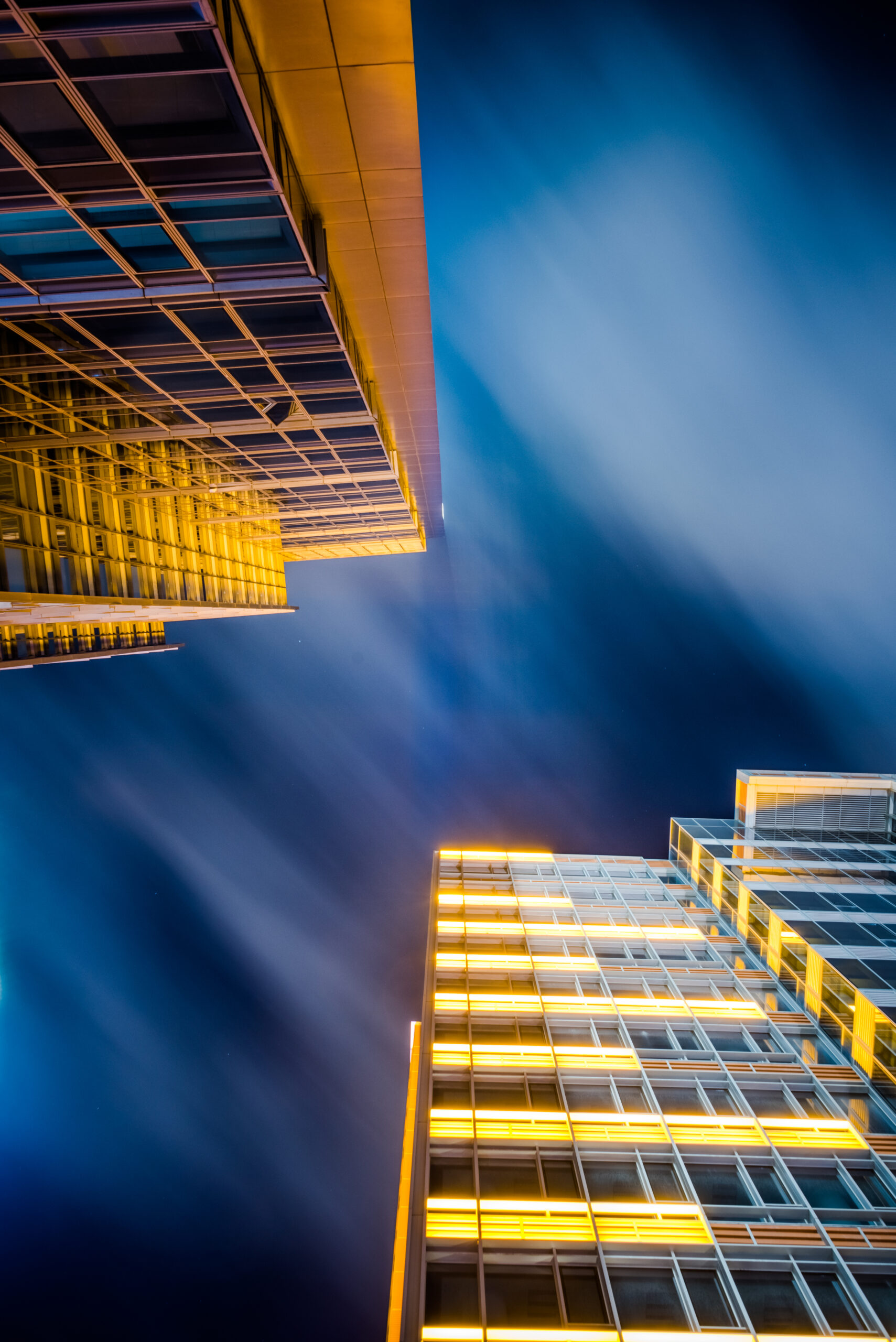 Low angle view of Modern Office Buildings in Shanghai,China.